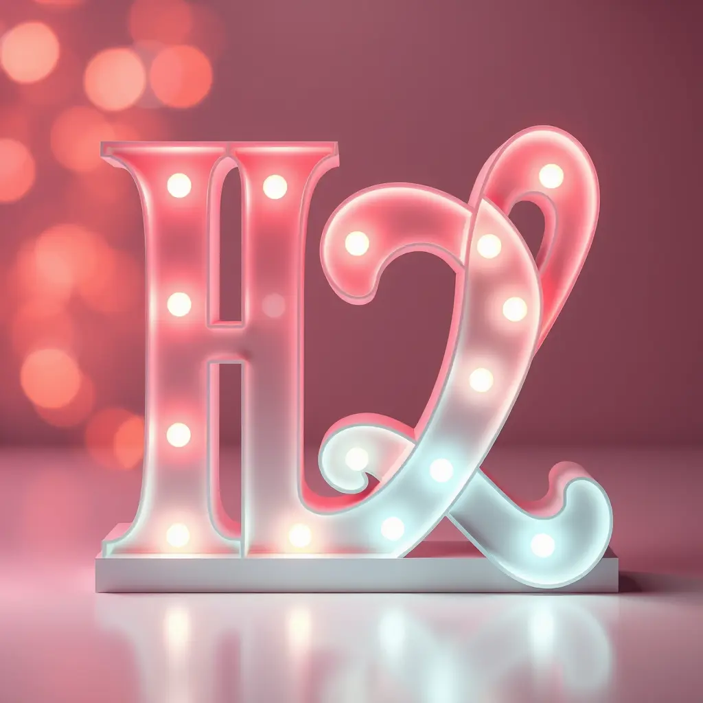 تصميم لحرف H 3D رومنسي مع حرف L جميل جدا