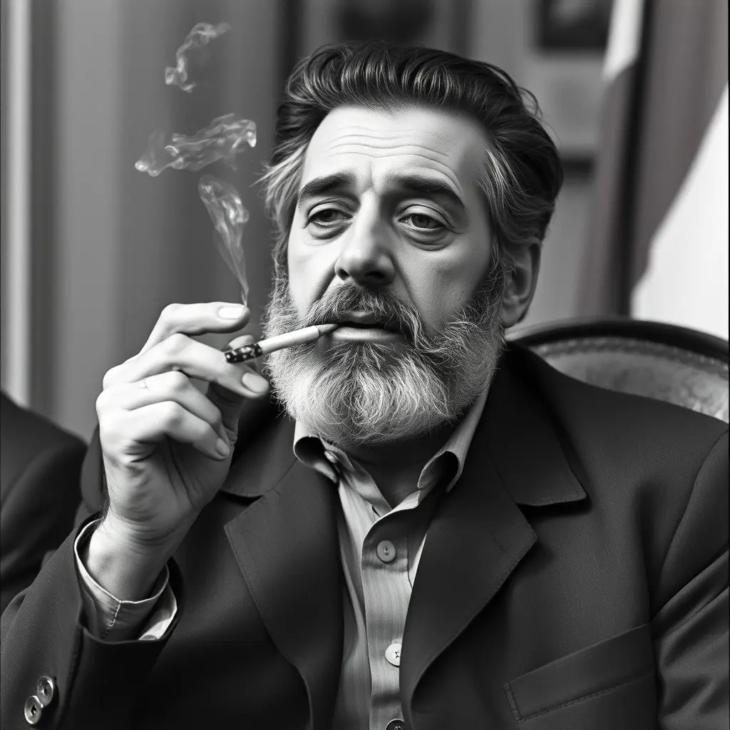 صدام حسين يدخن السكائر