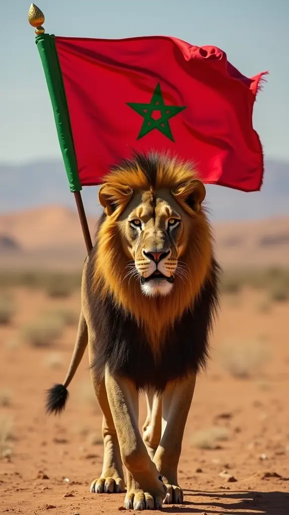 صورة أسد يحمل علم المغرب
