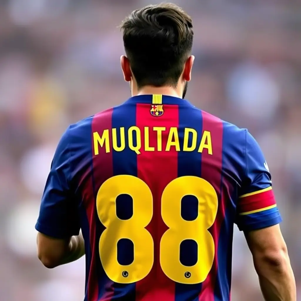 لاعب يرتدي قميص رقم 88 في فريق برشلونة اسمه muqtada يحمل شارة القيادة