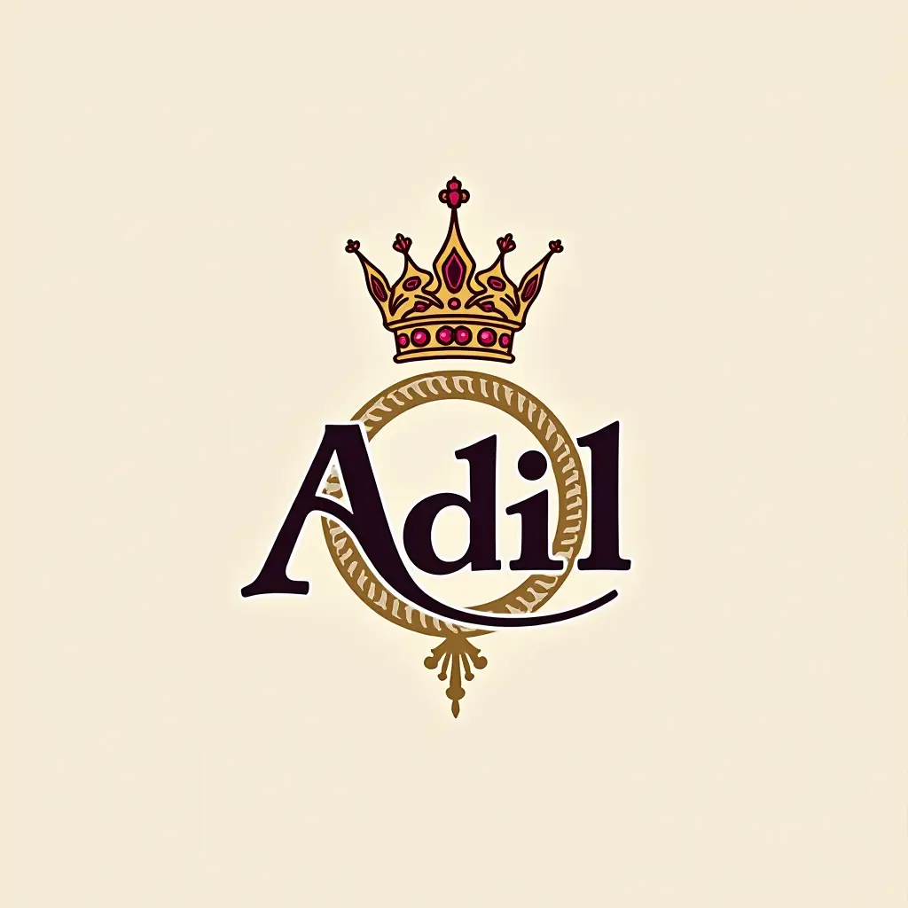 شعار شركة ملابس بأسم adil و اجعل الشعار مغربي ملكي اكثر فوق الشعار تاج من الذهب و ياقوت احسن شعار في العالم بسيط وجميل