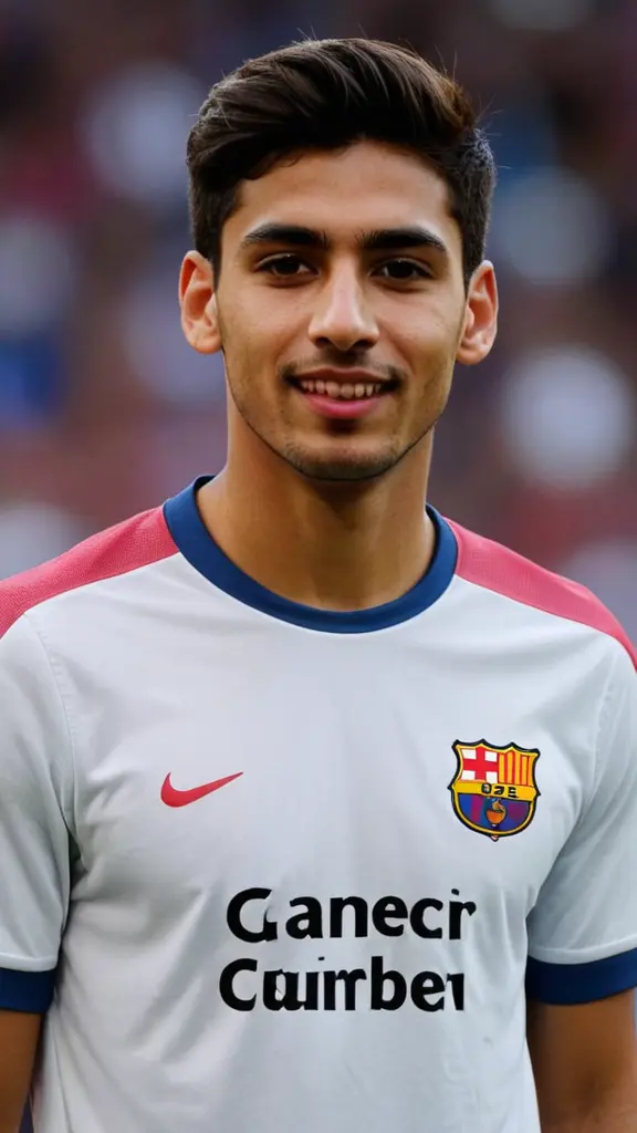 أرسم صورة لشاب يرتدي قميص نادي برشلونة و مكتوب عليه Ahmad Othman