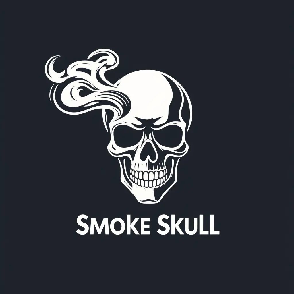 صمم لي شعار متجر فيب بأسم smoke skull اضيف اليه صورت جمجمه بدخان الفيب الخارج من فمها واضيف اسم البراند