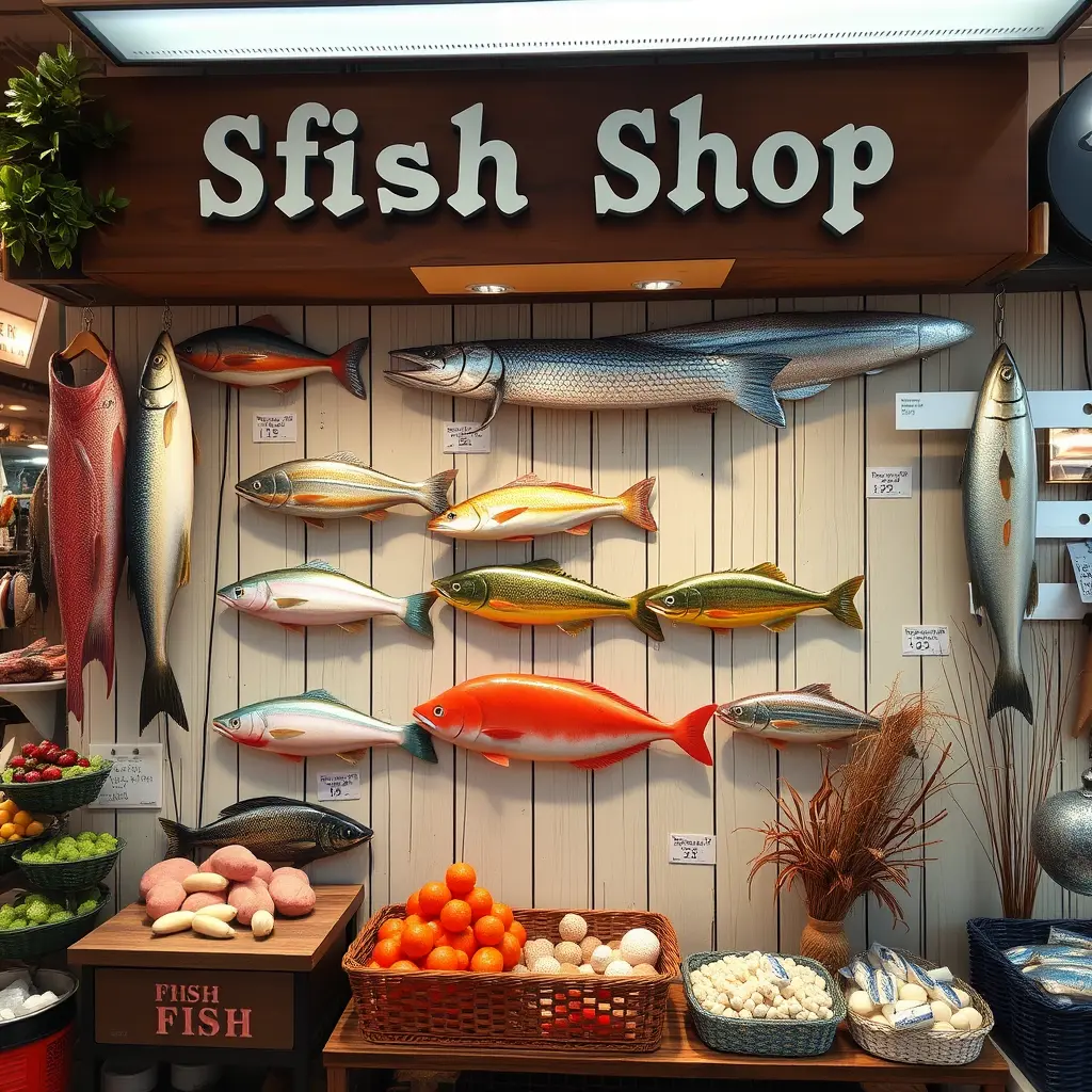 ديكور محل سمك اسم المحل الطازج للجميع انواع الاسماك