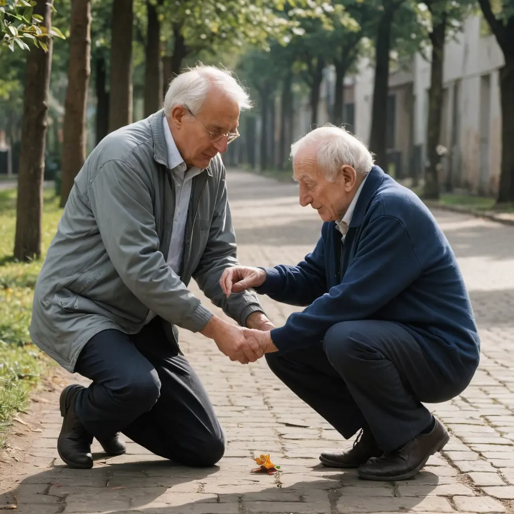 شاب يساعد رجل عجوز
