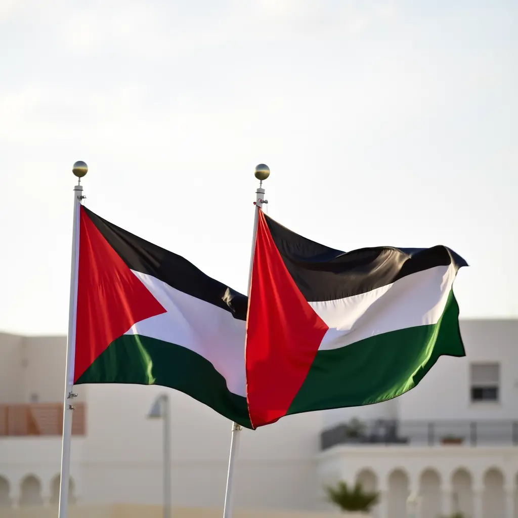 علم الاردن وعلم فلسطين يرفرفو 