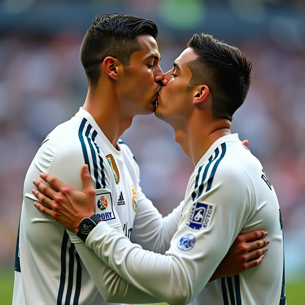رونالدو يقبل شعار ريال مدريد