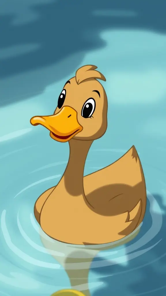 صورة ل بطة كرتونيه تعوم في المياه