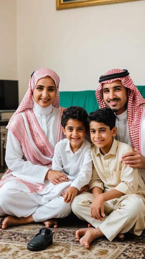 عائلة سعوديه تجلس فى منزلها