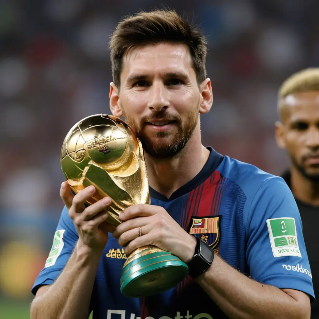 ميسي و هوا يحمل كاس العالم