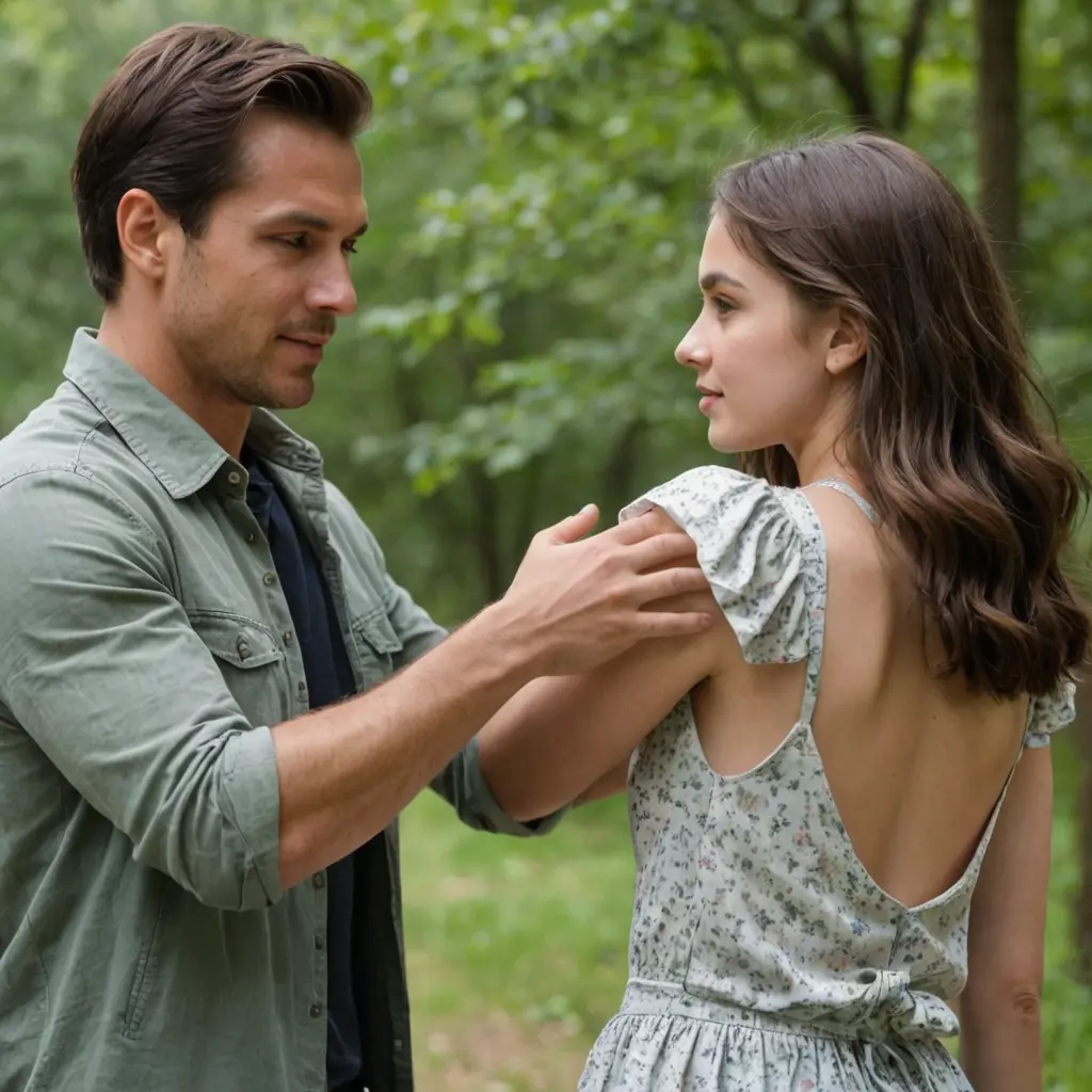 رجل يدخل يده اسفل ضهر بنت