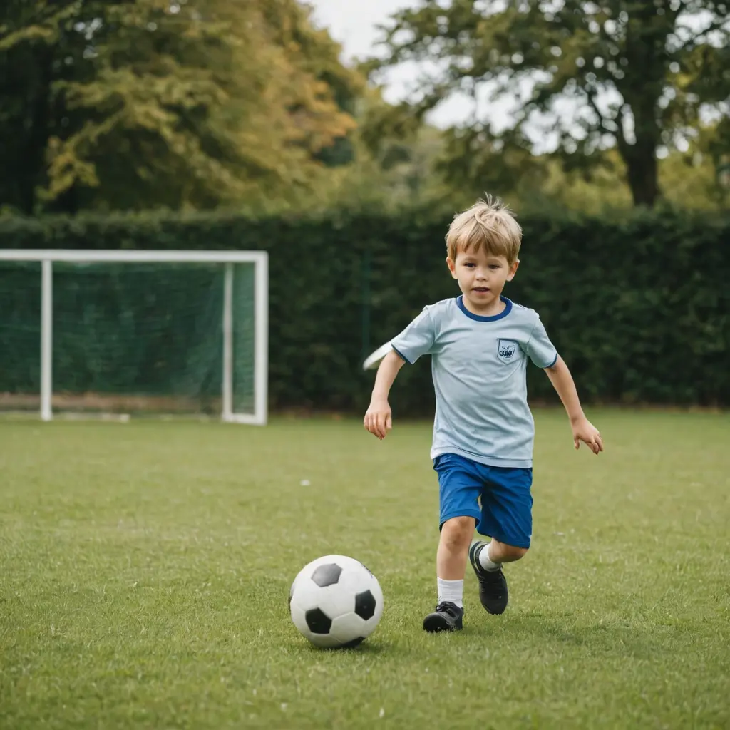 طفل صغير يلعب كرة قدم