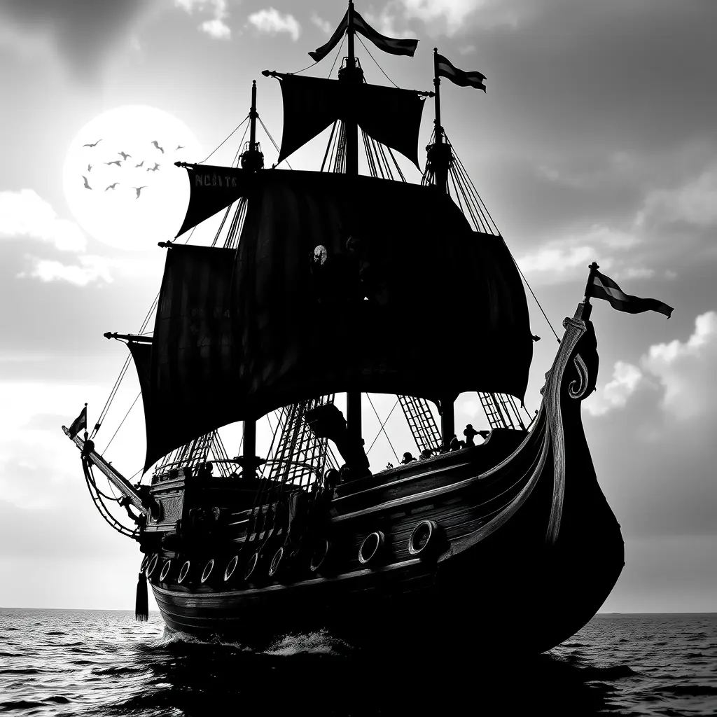 سفينة جاك سبارو اللؤلؤة السوداء بالأبيض و الأسود إجعلها تبدو جميلة ومرعبة