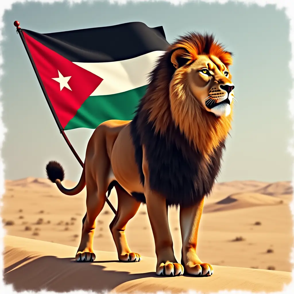 صورت اسد يحمل علم الاردن