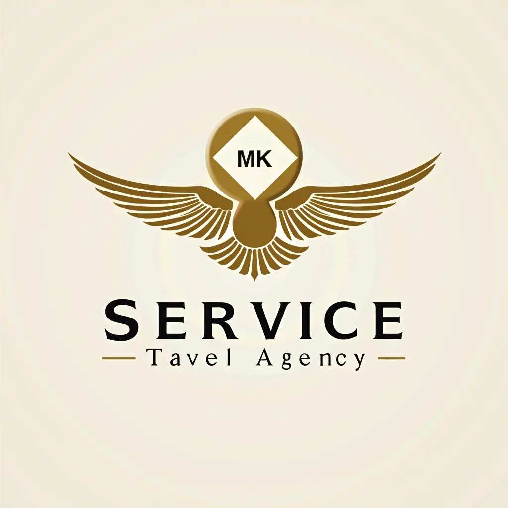 شعار وكالة سياحية بإسم Mk service visa بتصميم فخم