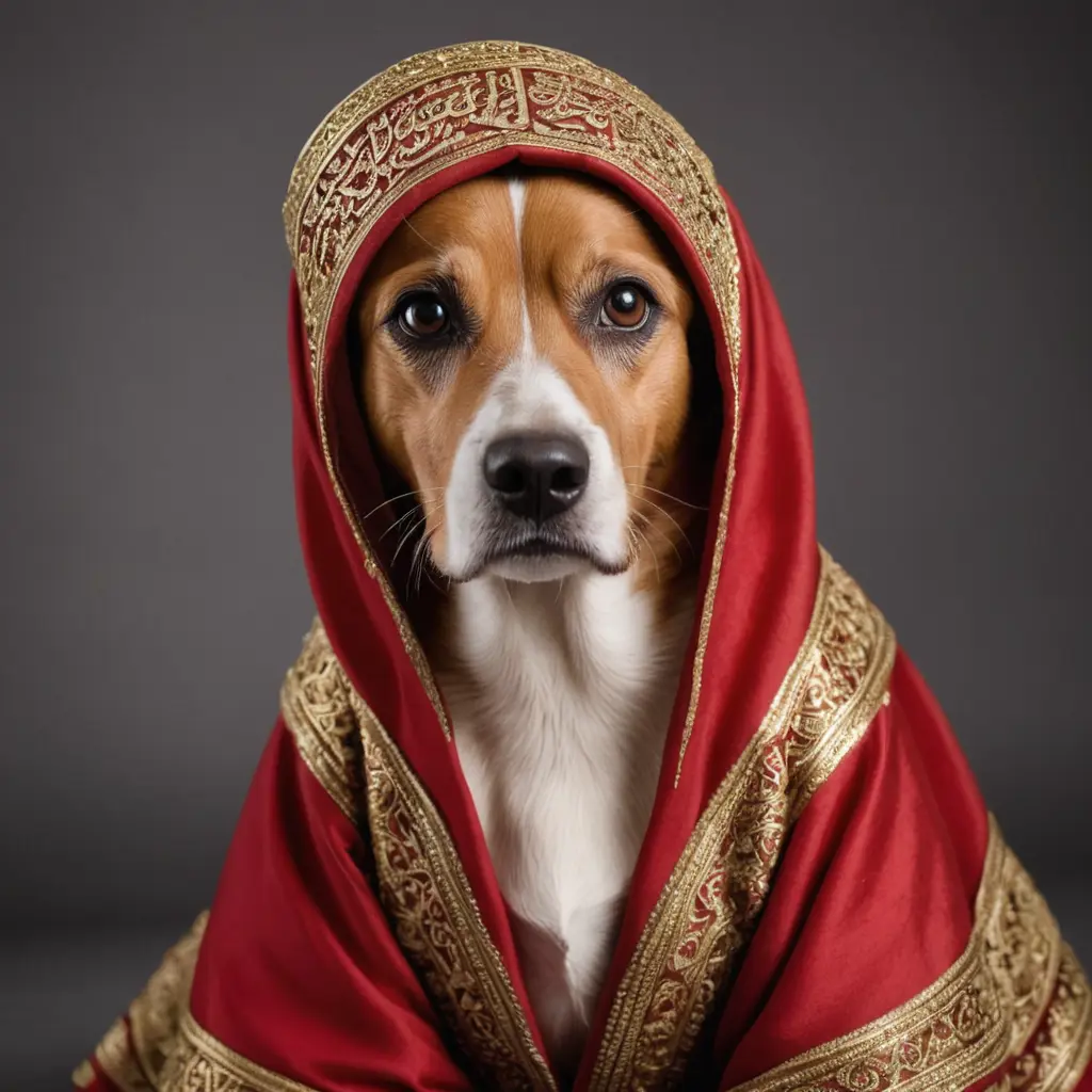 كلب يلبس جبة وعمامة اسلامية