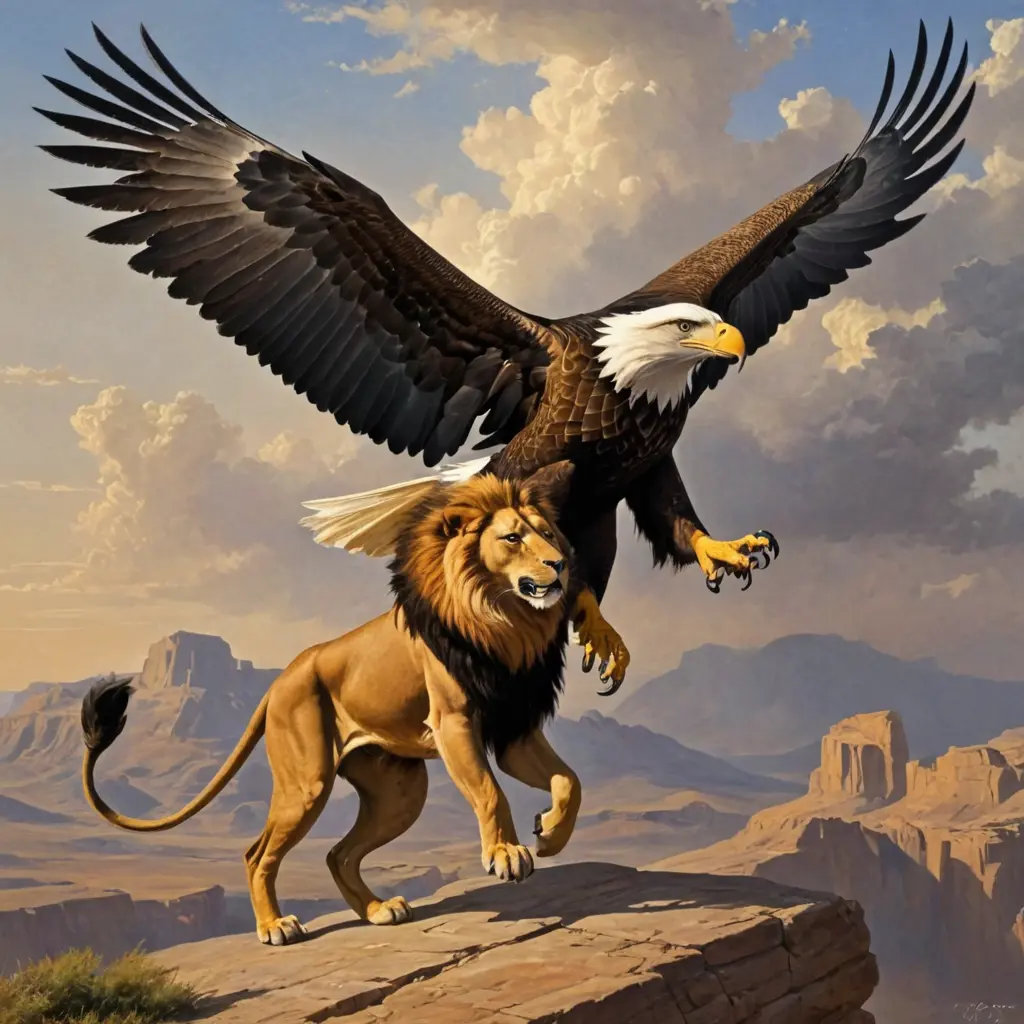 النسر يحمل الاسد
