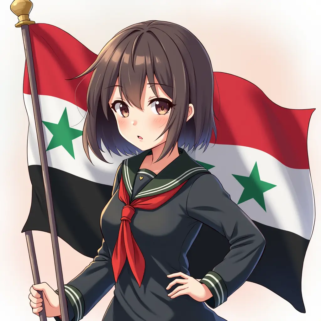 Anime girl with Syria flag