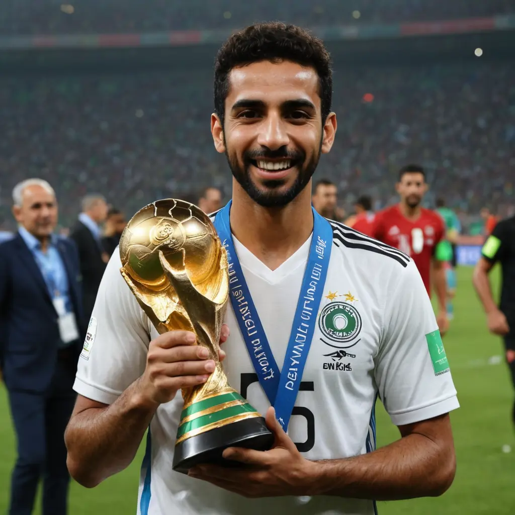 ايمن حسين يحمل كاس العالم