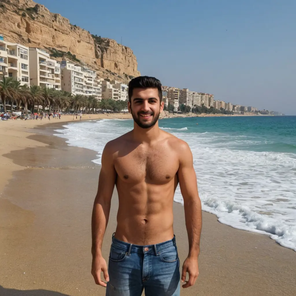 صورة شباب  حقيقية على شاطئ الروشة اللبناني 