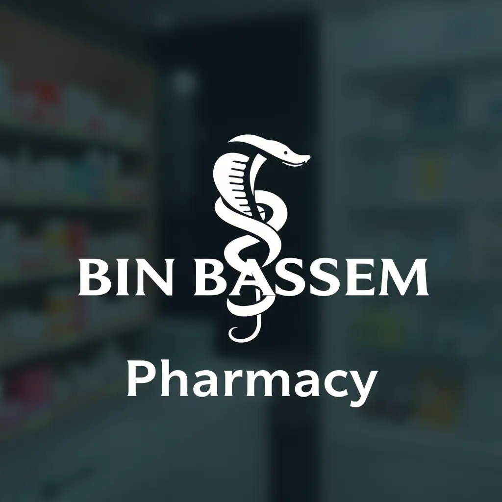 شعار صيدلية مكتوب داخل الشعار BIN BASSEM وتحت الشعار Pharmacy مع إضافات الافعى التي تدل على على الصيدله اريده التصميم رائع جدا لا اريد شعار اطفال اريد شعار واقعي لصيدليتي اريد شعار فخم جدا لا يشبه اي شعار