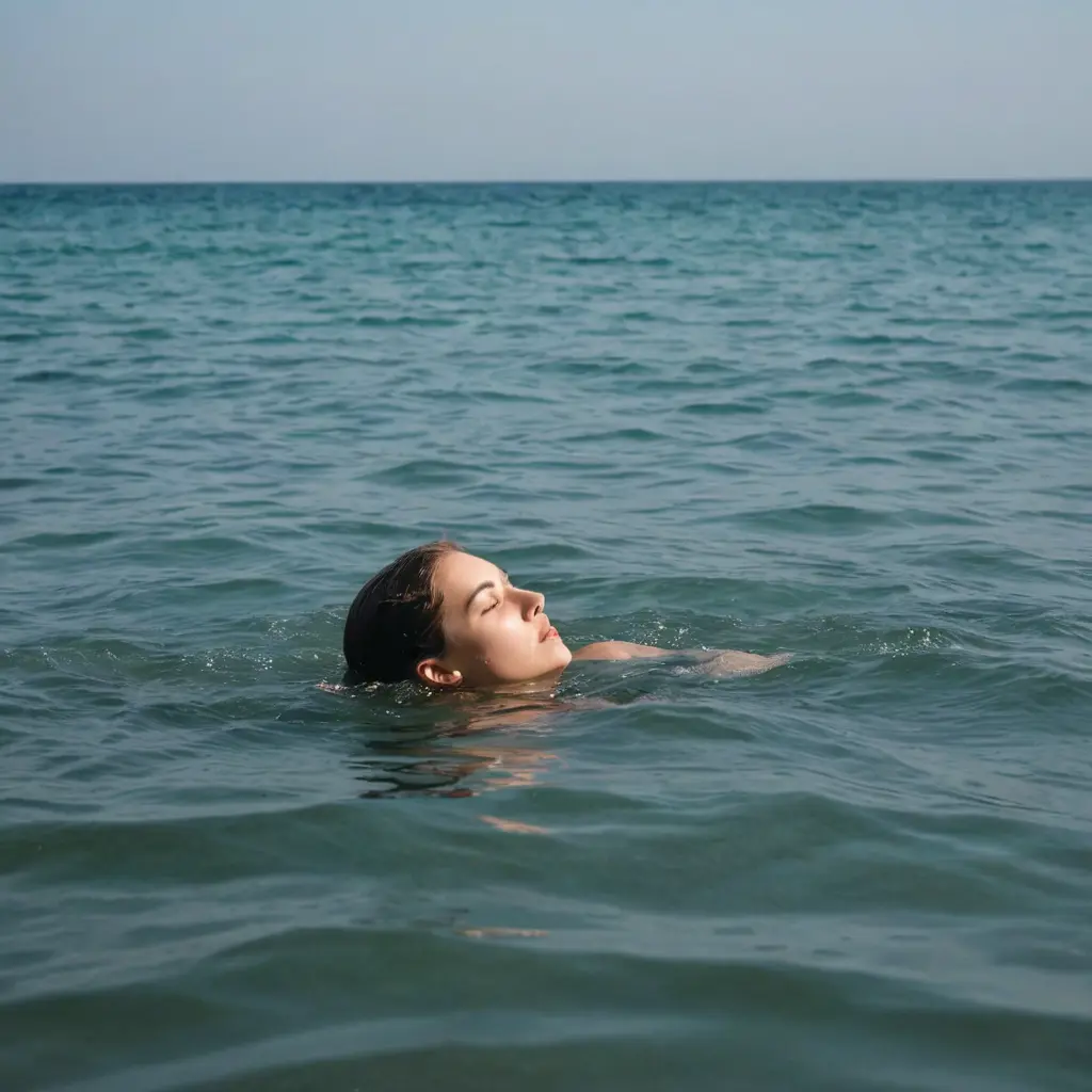 بنت على ضفاف البحر تسبح تغرق