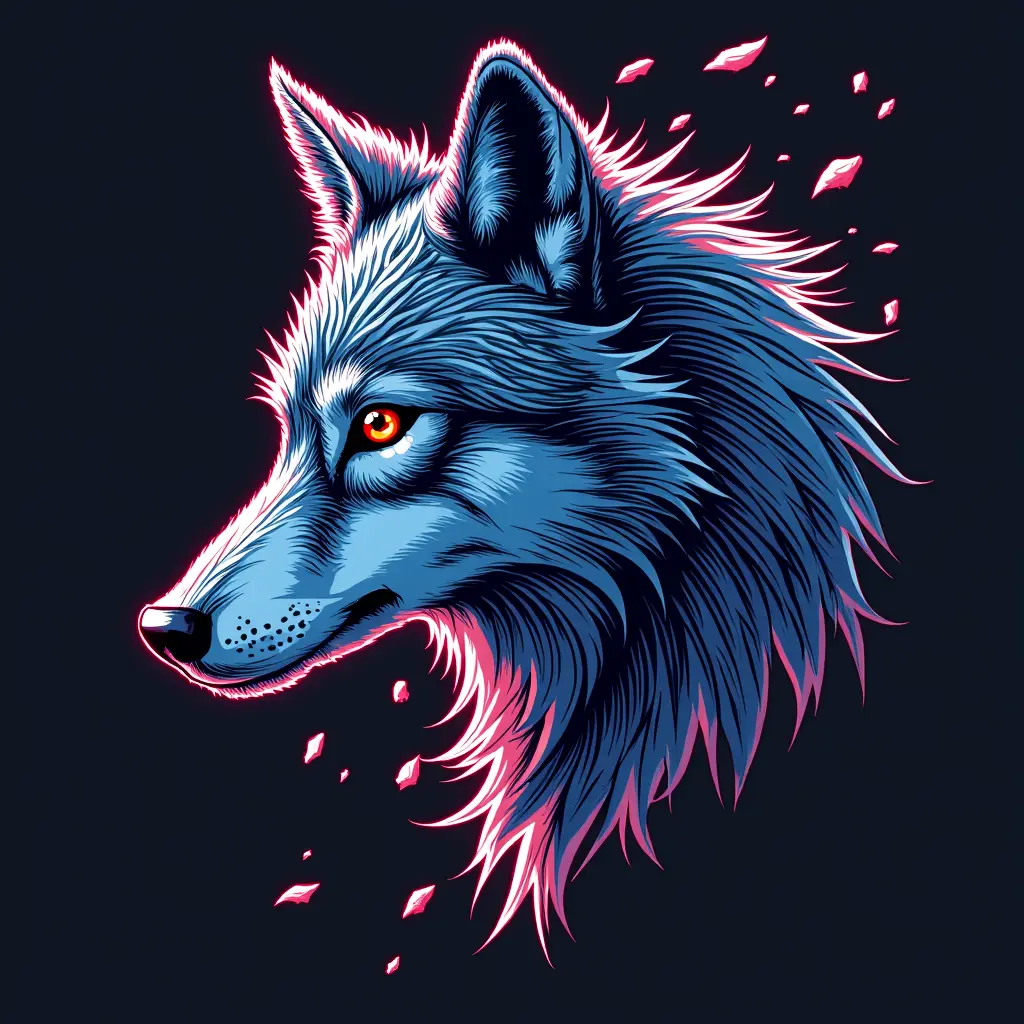 رسم رأس ذئب بأسلوب هندسي أو تجريدي، وكأنه يتفتت إلى قطع صغيرة متطايرة، مما يعطي إحساسًا بالقوة والتحول.

🔹 العناصر:

رأس ذئب مرسوم بأسلوب مميز 🐺🔥

أجزاء منه متكسرة كأنها تتحول إلى طاقة أو تتبعثر ✨💨

تأثير نيون خفيف أو ستايل غرافيتي لإضافة لمسة شبابية 🎨
