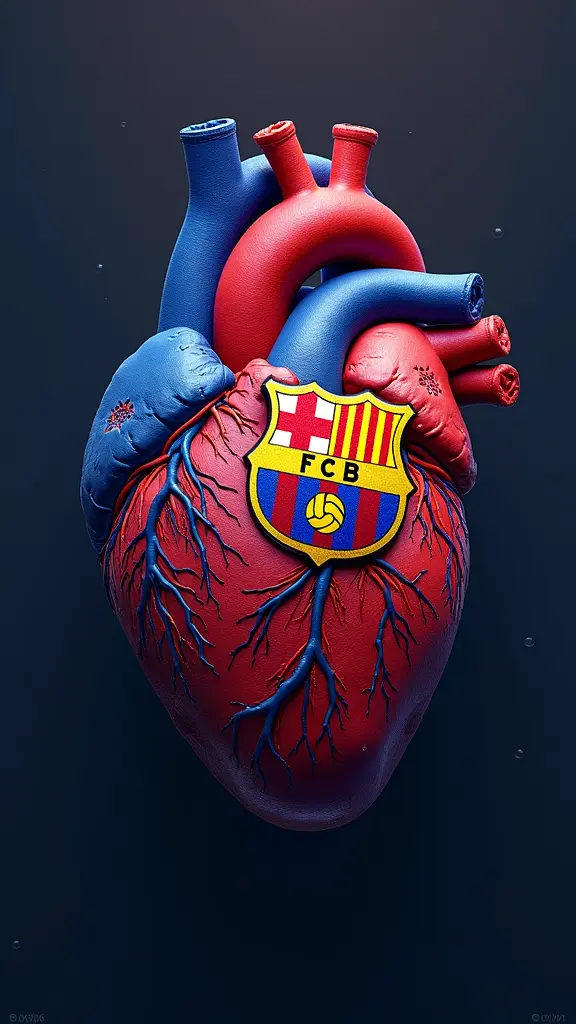 دمج شعار برشلونه وقلب الإنسان