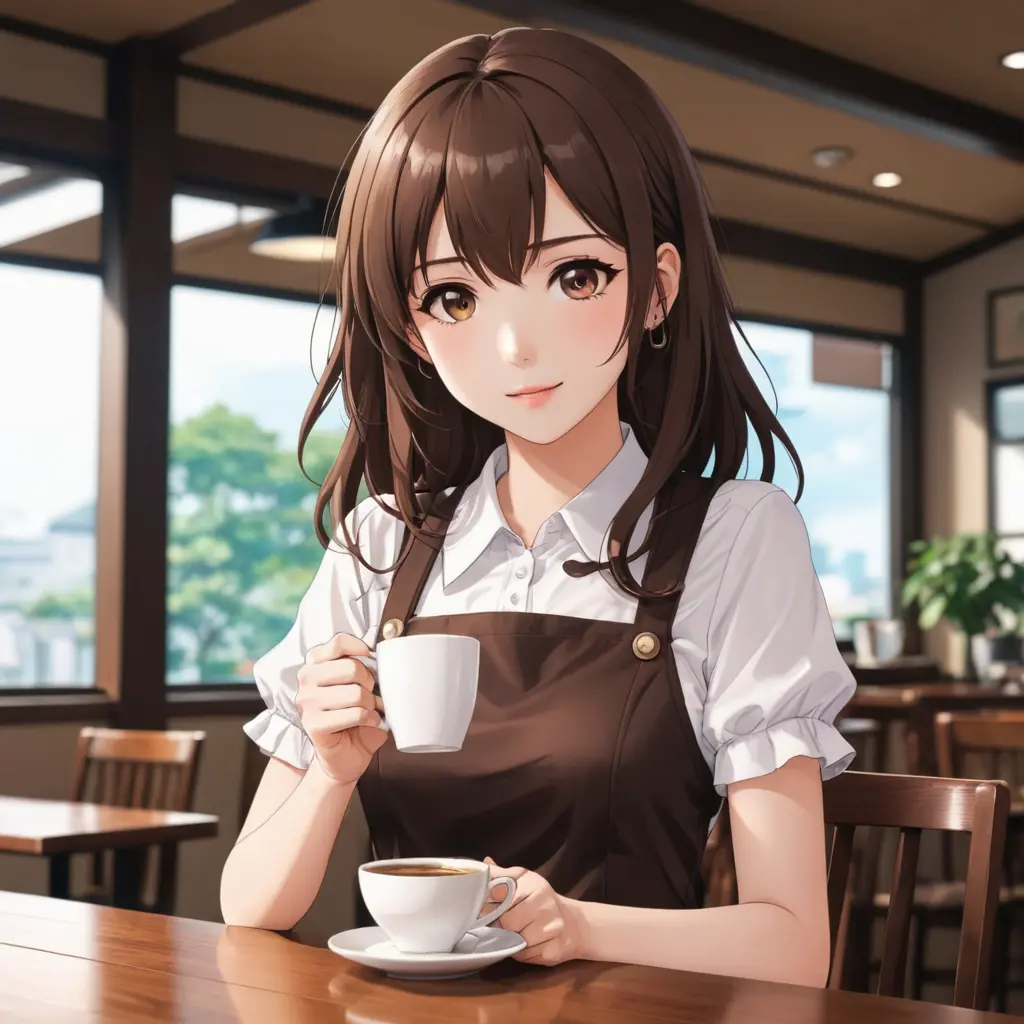 فتاة انمي انسه قهوه