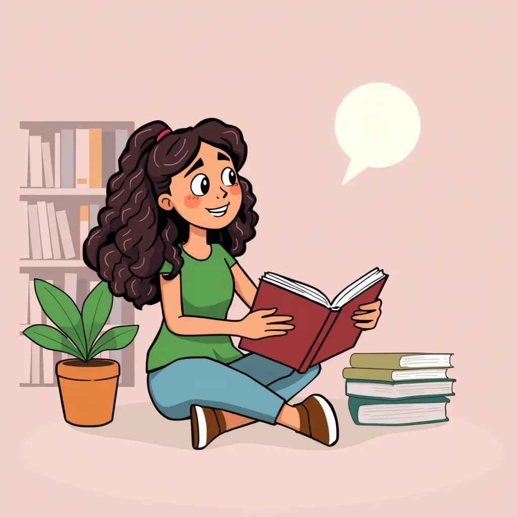 صورة كرتونية توضح الوصول للأهداف من خلال القراءة والمطالعة