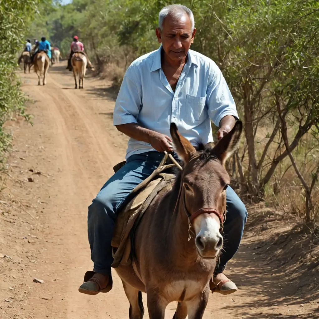 رجل فوق حمار