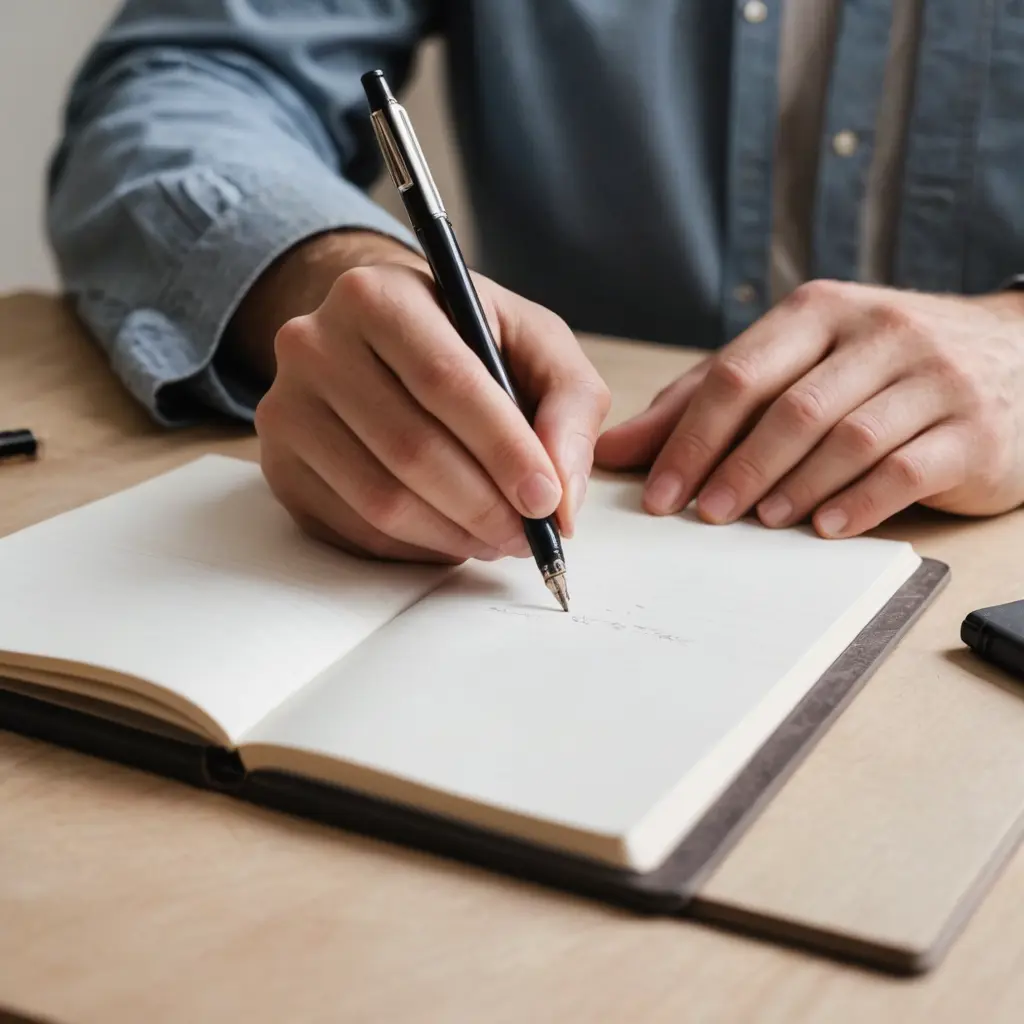 صورة ليد تكتب على دفتر ورقته فارغة