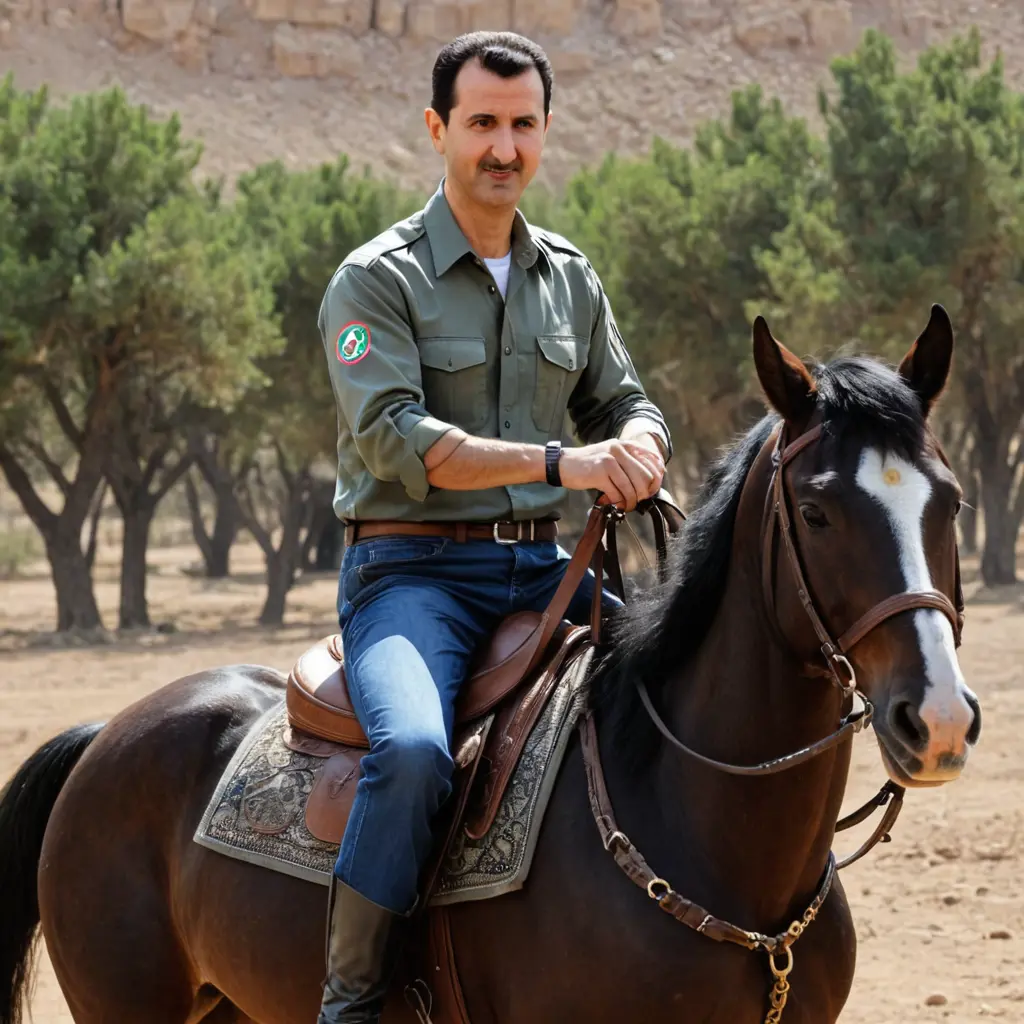 صورة بشار الأسد ويكون الجحش يركب بشار