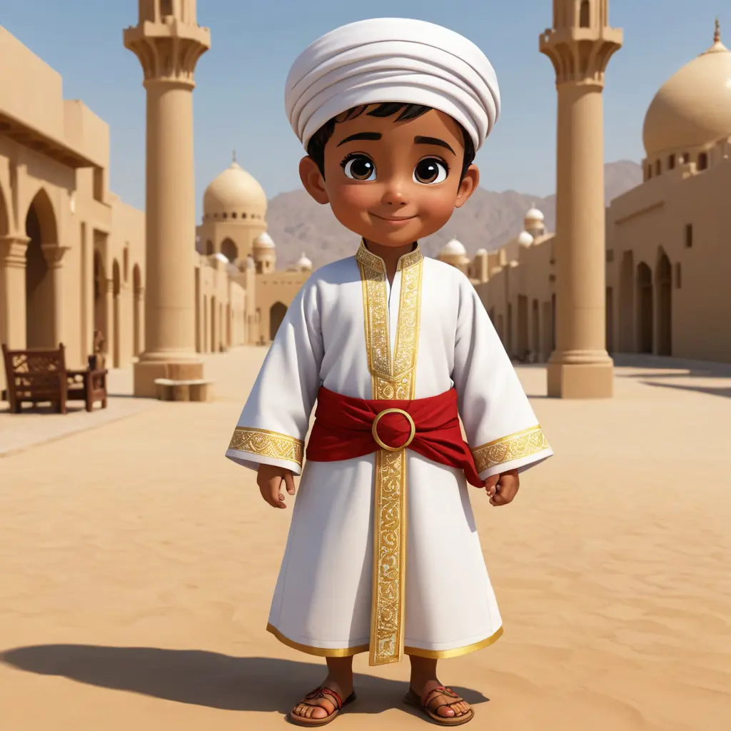 صورة طفل كرتوني بالزي العماني التقليدي