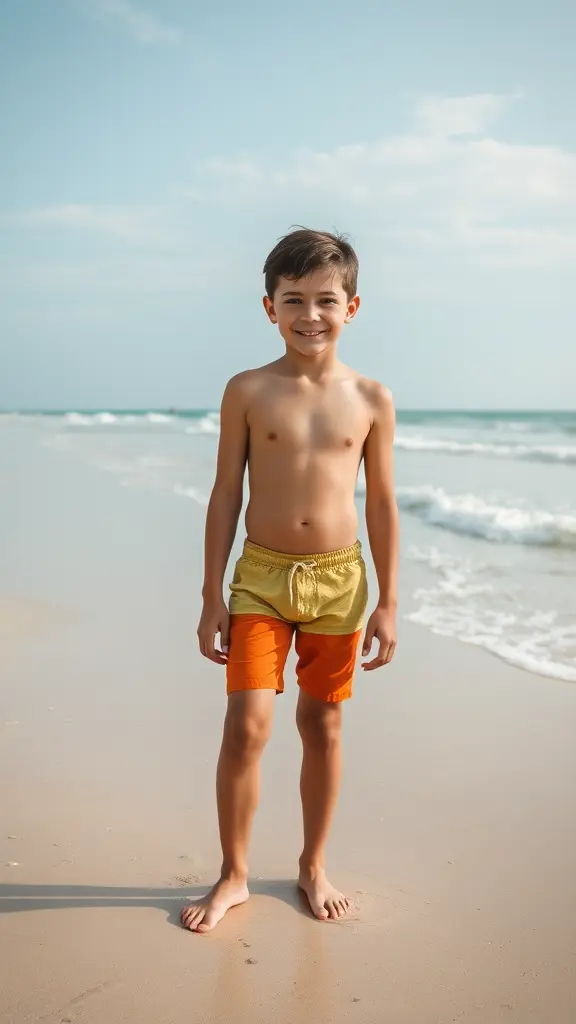 ولد جميل بعمر ١٢ على الشاطء لاكن الجسم كامل مبين