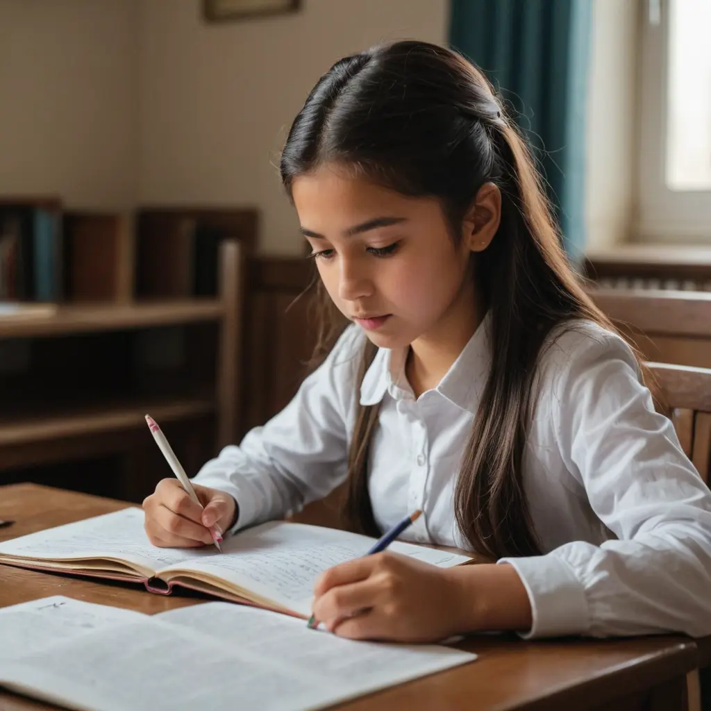 بنت تذاكر دروسها