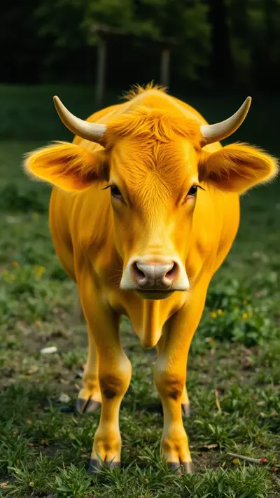 bright yellow cow