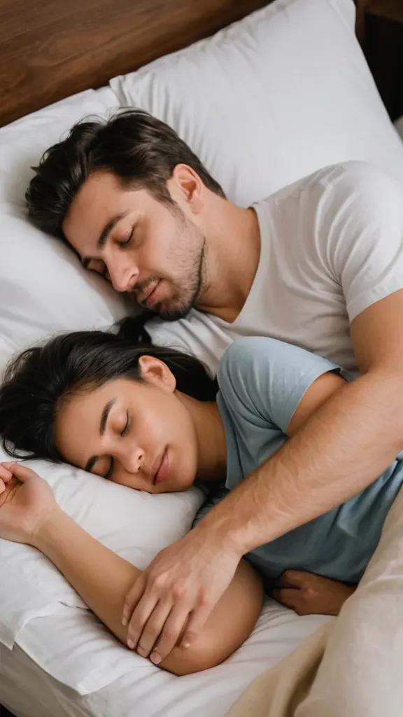 رجل وامراه نائمون مع بعص