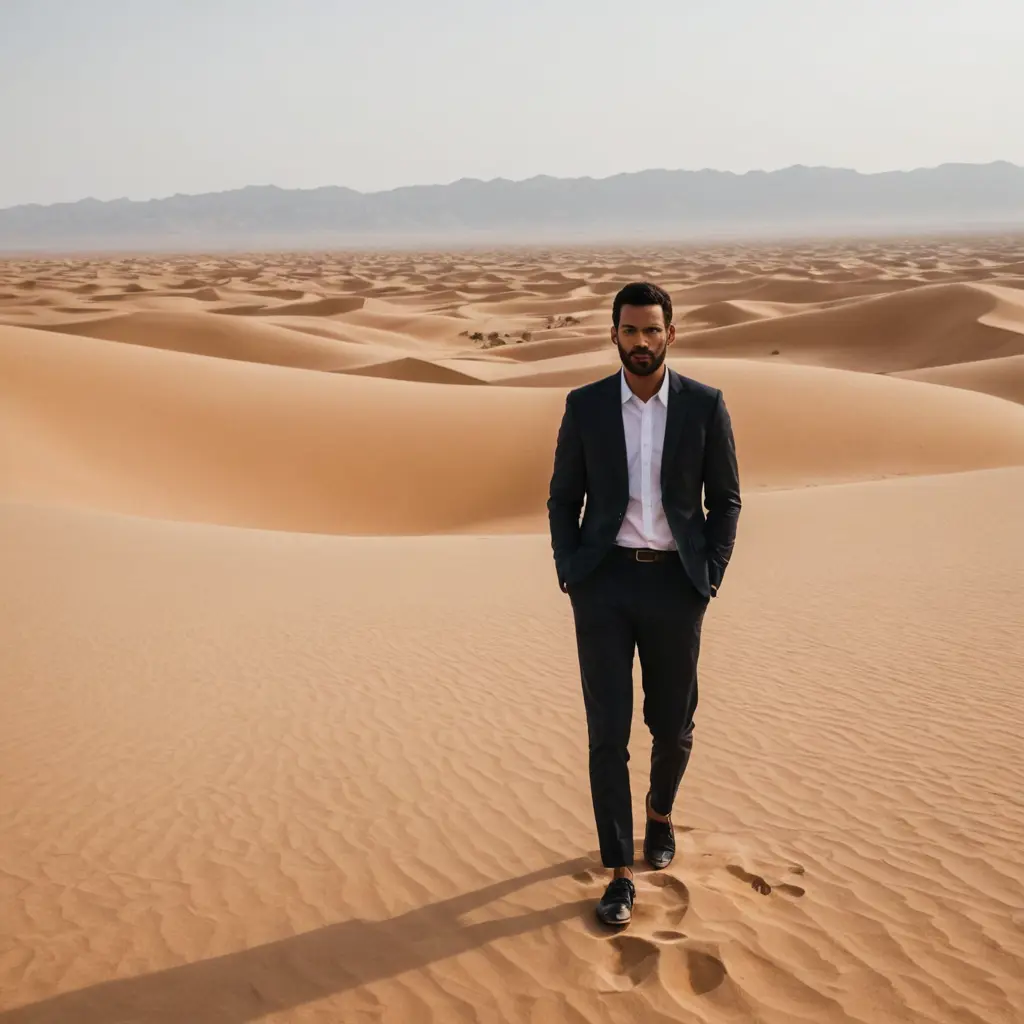 رجل في الصحراء