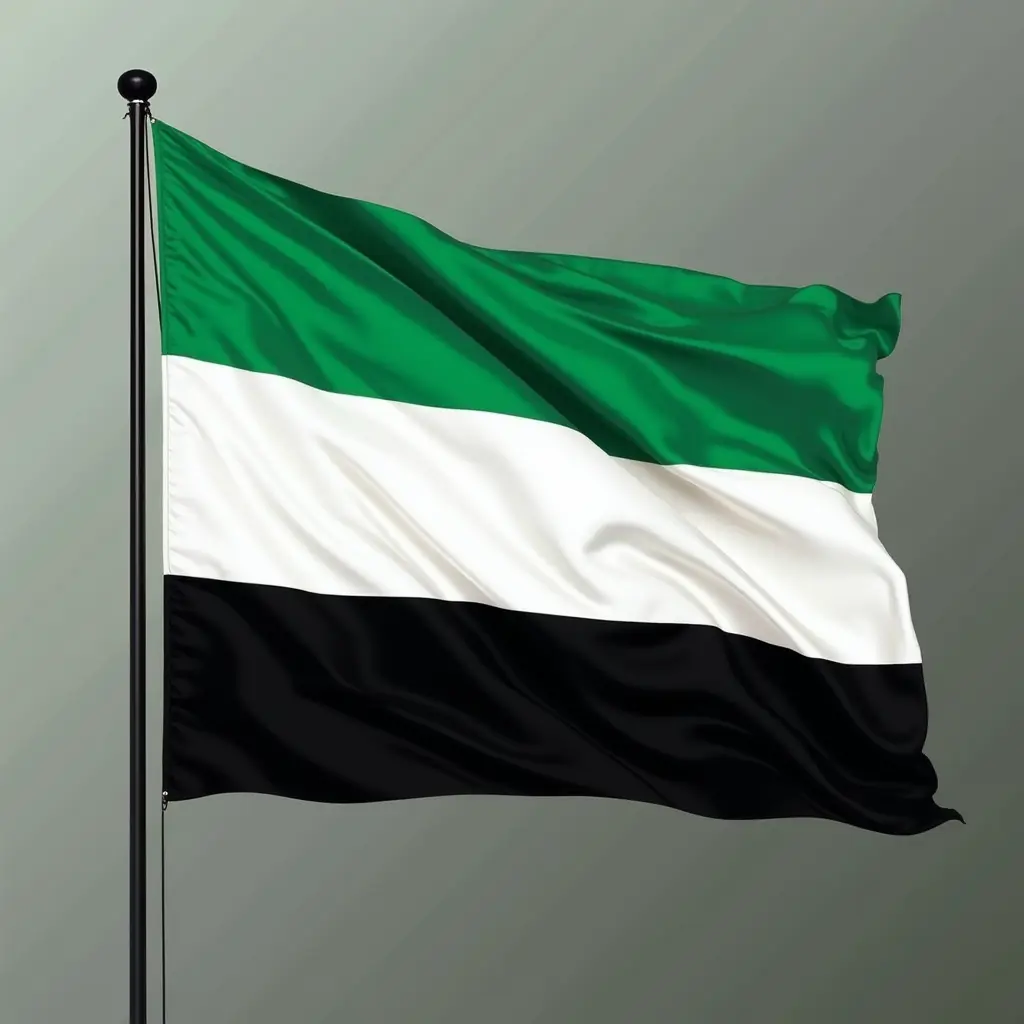 علم الثورة السورية  اخضرمن الأعلى  أبيض في المنتصف أسود من الأسفل 