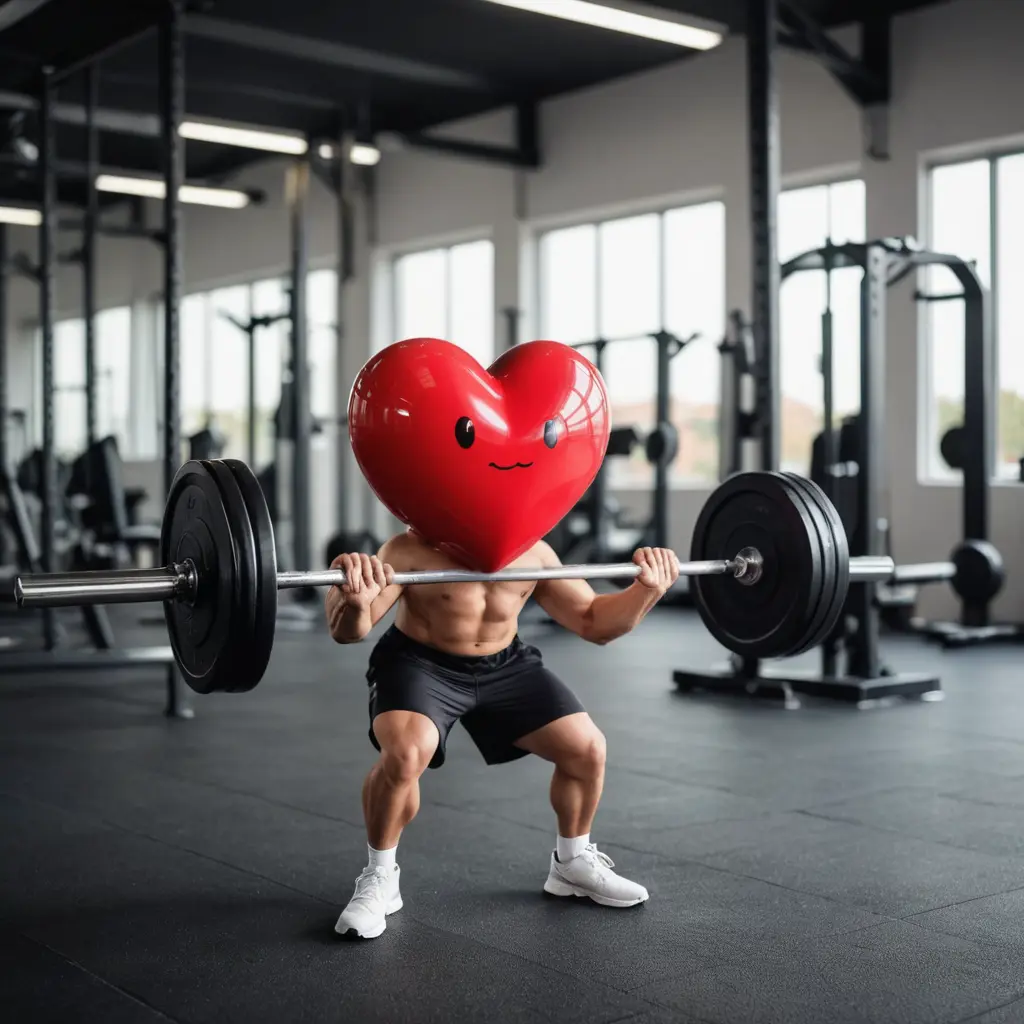 صورة قلب يمسك حديد تدريب، الخلفية جيم به معدات التدريب الرياضية.
