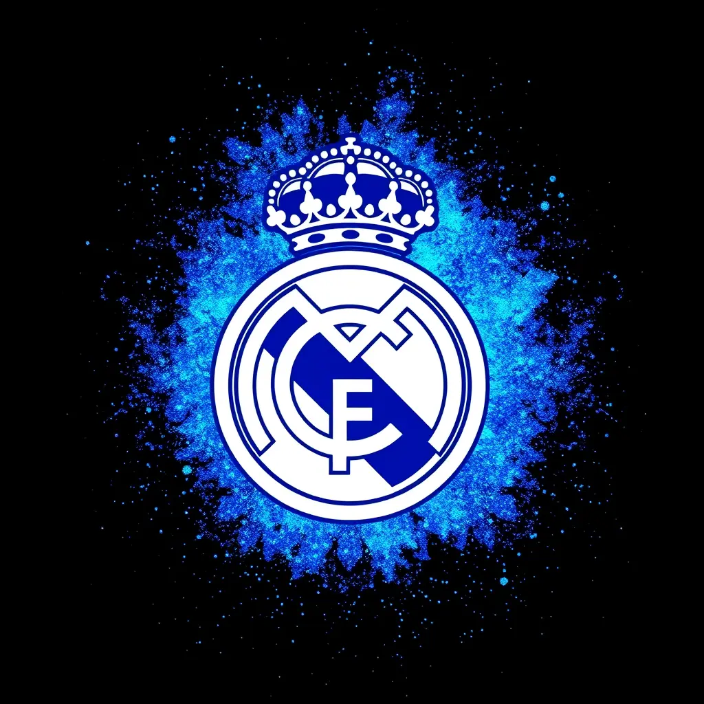 شعار نادي ريال مدريد،محاط بلعب أزرق وغبار كوني