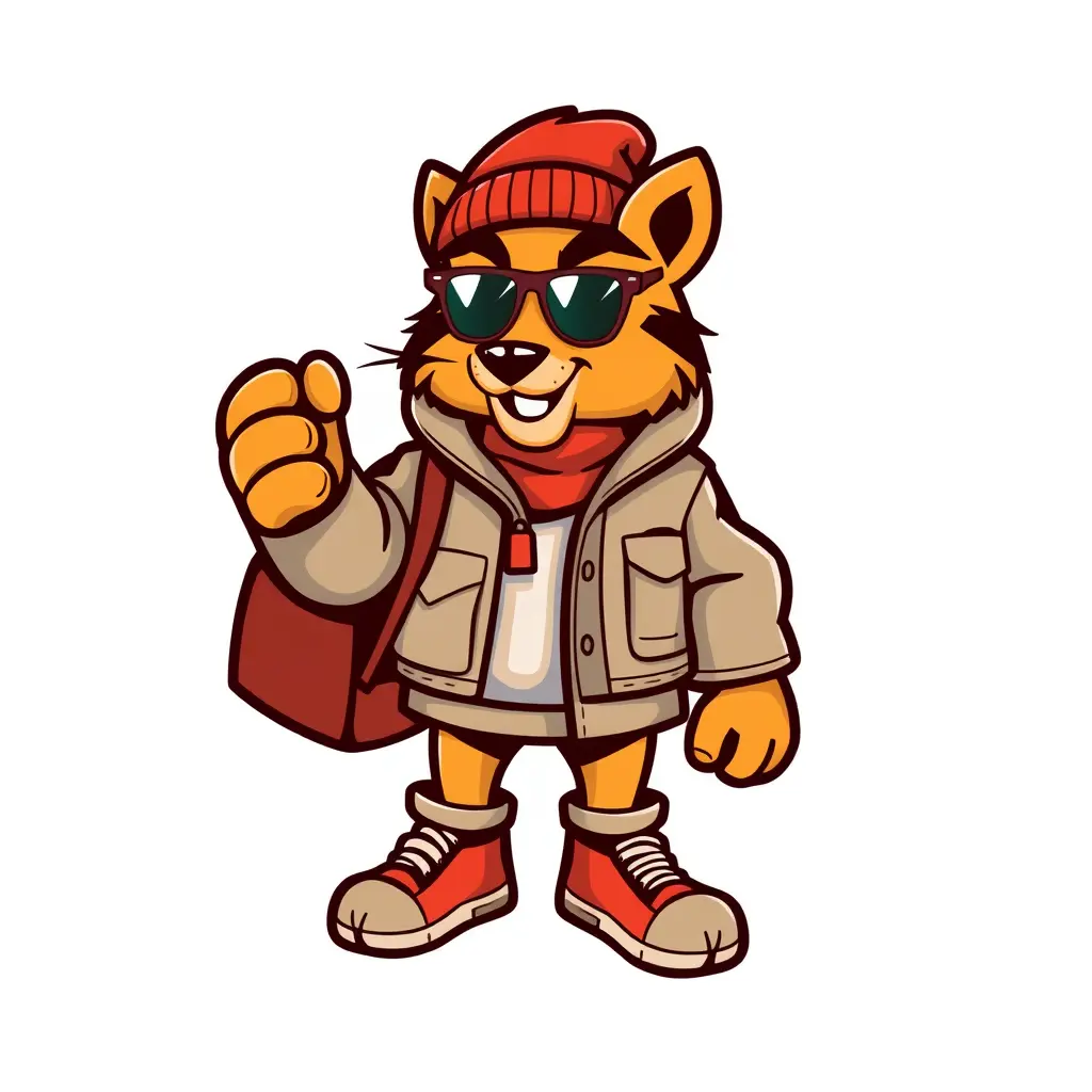 Generate a detailed mascot style logo in 2d for a company named 'bw' in the retail field. The logo should prominently feature clothes which uses warm colors palette.