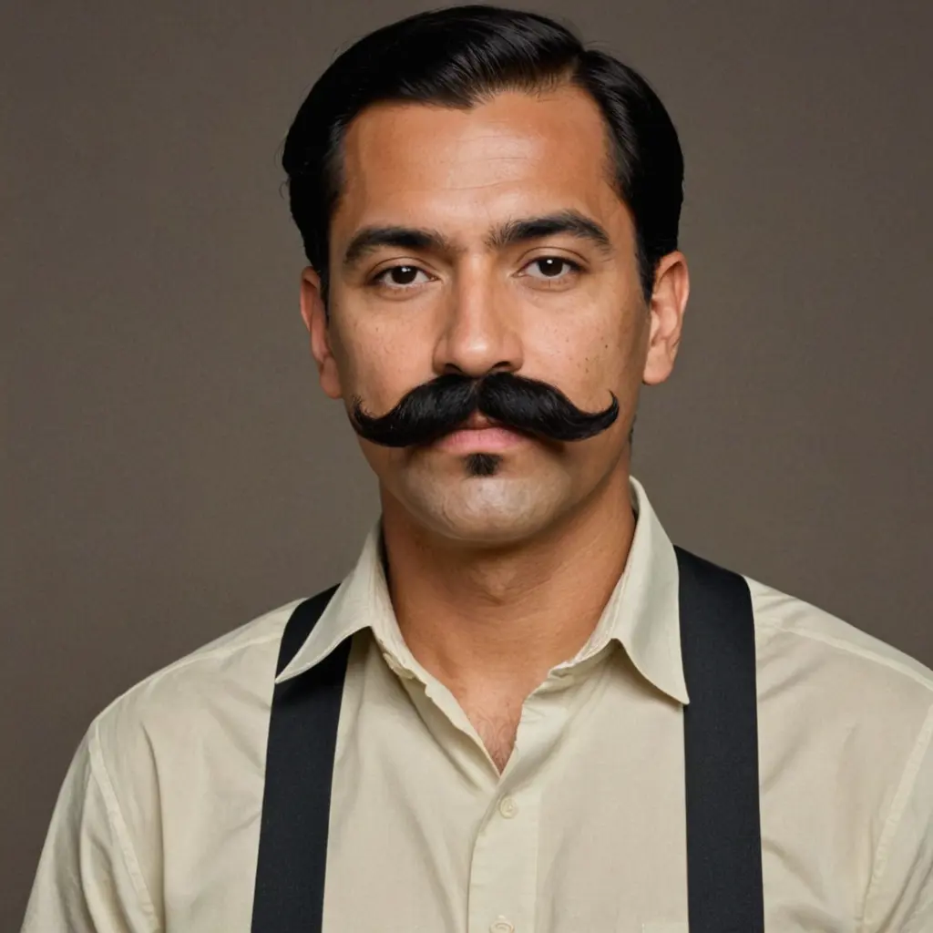 شخص يشبه الكلب وشاربه كبير