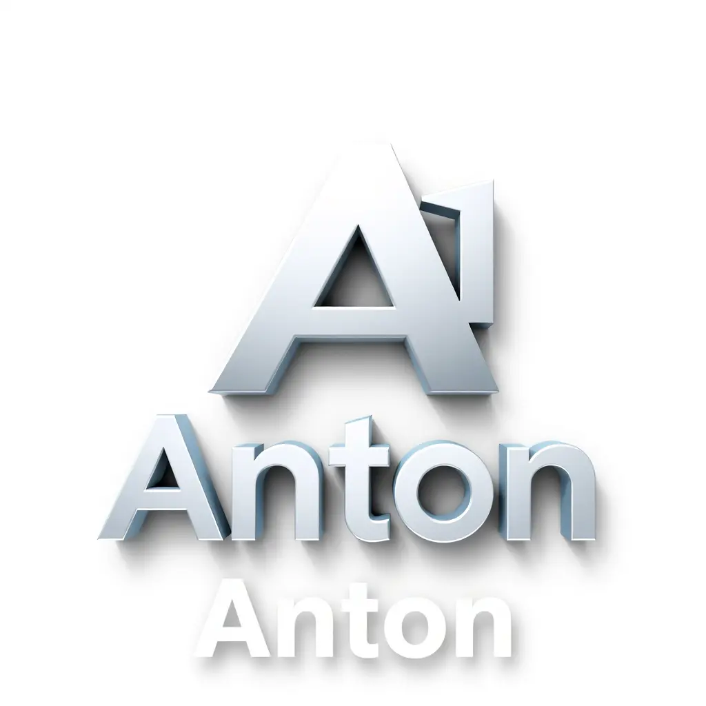 Generate a detailed logo in 3d for a company named 'Anton' in the technology field. The logo should prominently feature Video editor and Premiere pri and Video .