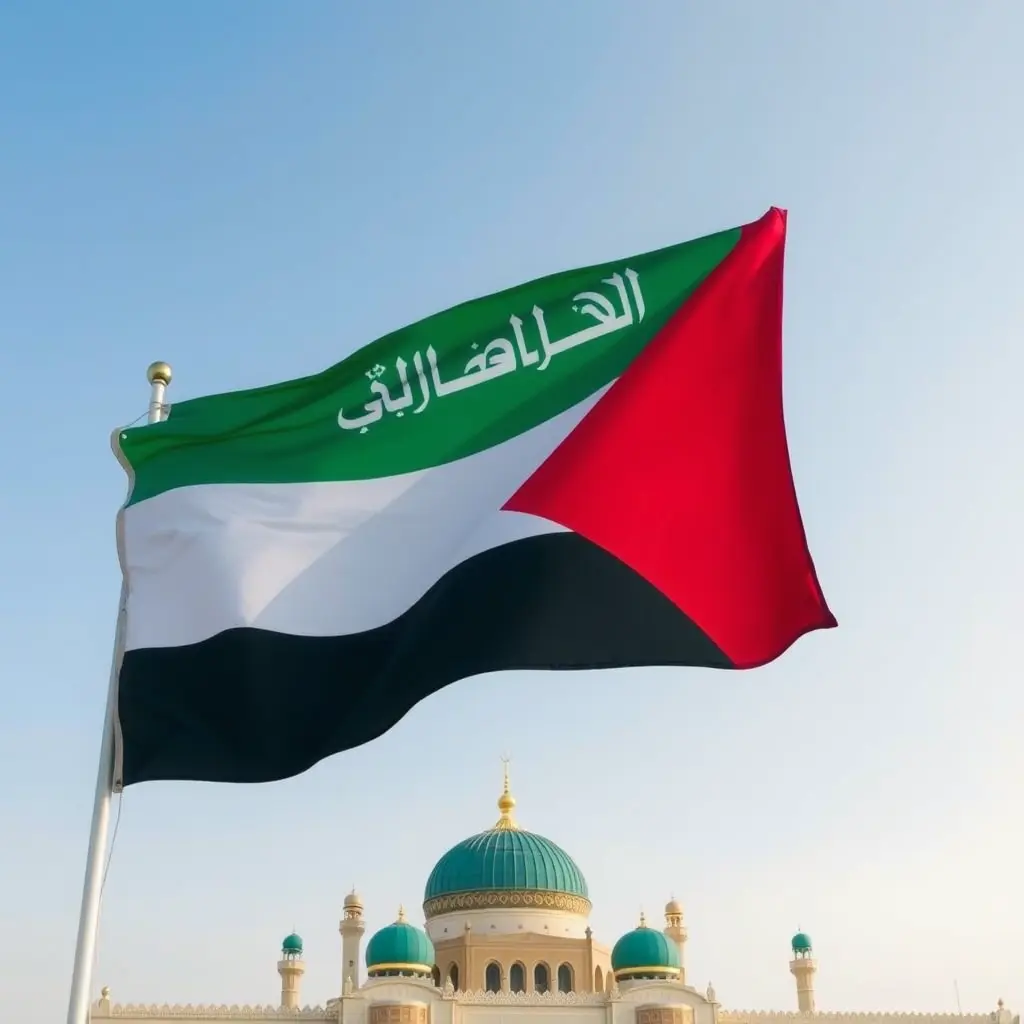 صوره علم الجنوب العربي اليمني مع فوق جامع الصالح في صنعاء