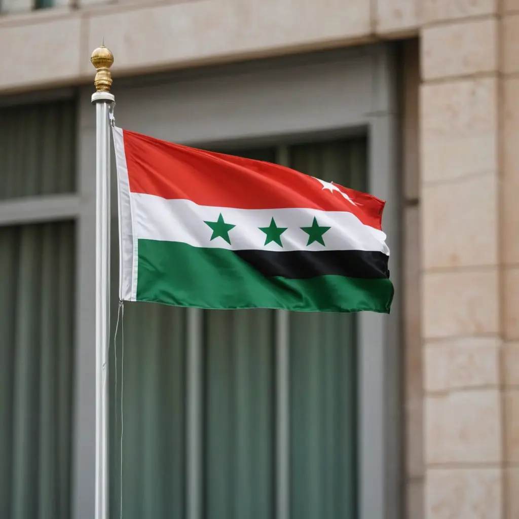 علم سوريا مع السارون العلم الاخضر