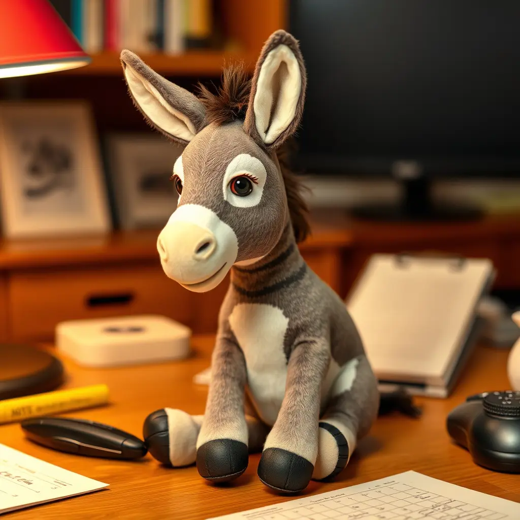 حمار جالس على مكتب