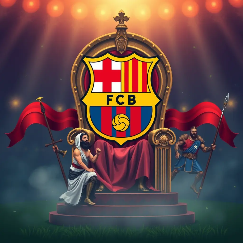 صور شعار فريق  برشلونه على عرش والفرق الأخرى كلعبيد عند بىشلون