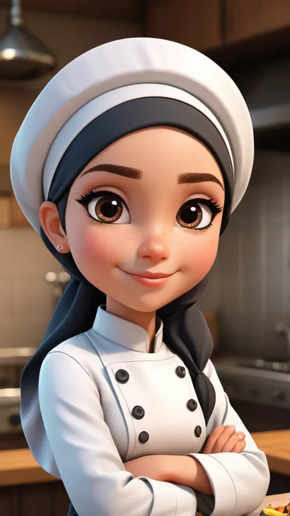 صورة بنت شيف كرتون بالحجاب